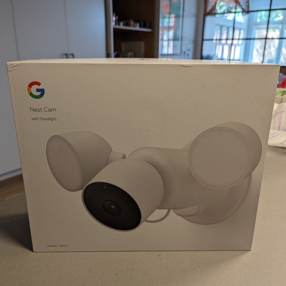 New in box Google Nest security camera with floodlights